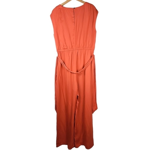 Ann Taylor Factory Sunset Orange Satin Wide
Leg Jumpsuit Size 2 NWOT - Picture 3 of 8